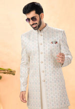 Load image into Gallery viewer, Cream Silk Indo Western Suit
