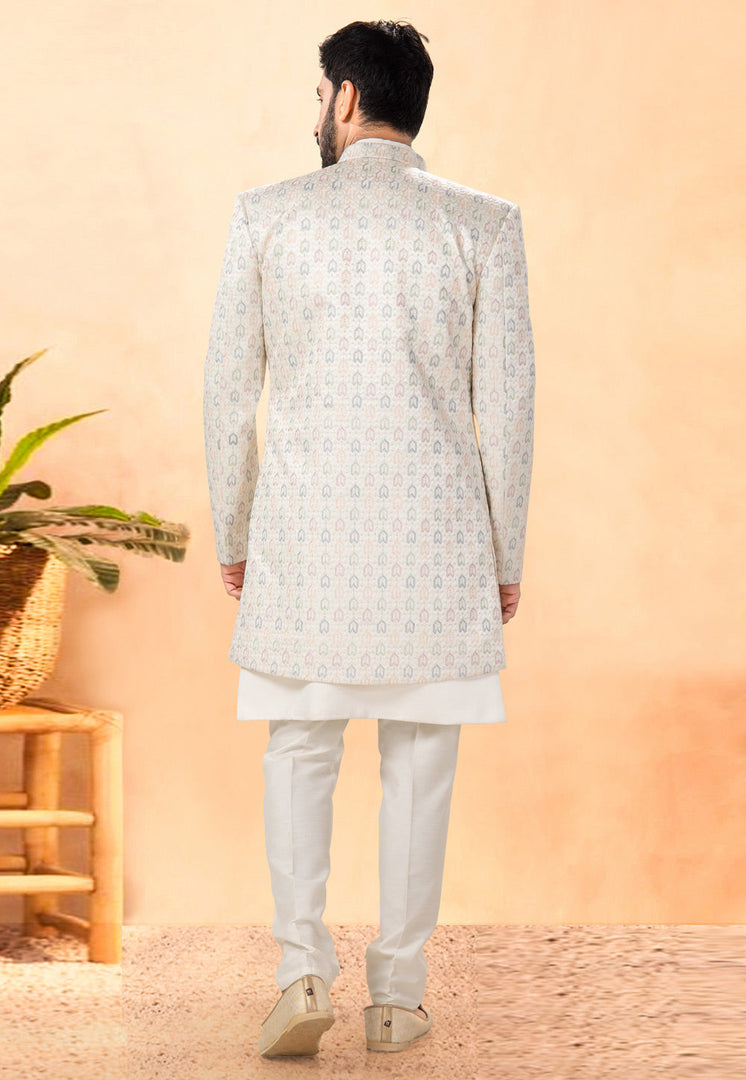 Cream Silk Indo Western Suit