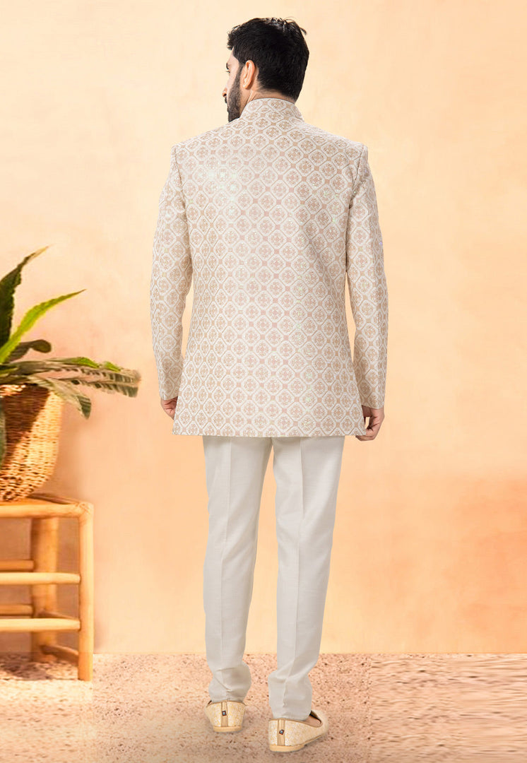 Cream Silk Indo Western Suit