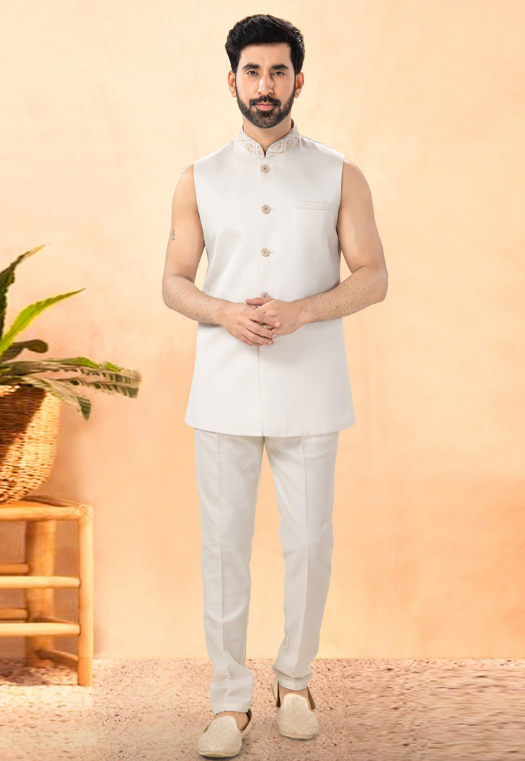 Cream Silk Indo Western Suit