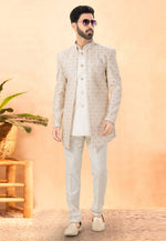 Load image into Gallery viewer, Cream Silk Indo Western Suit
