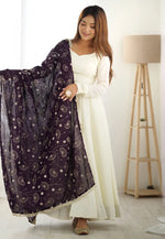 Load image into Gallery viewer, Cream Silk Readymade Anarkali Suit
