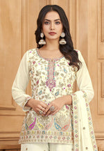 Load image into Gallery viewer, Cream Silk Readymade Palazzo Suit
