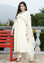 Load image into Gallery viewer, Cream Silk Readymade Pant Style Suit
