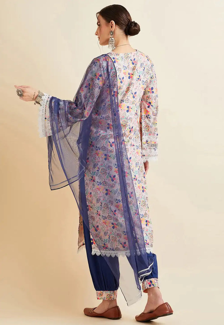 Cream Silk Readymade Punjabi Suit