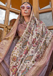 Cream Silk Saree With Blouse