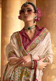 Cream Silk Saree With Blouse