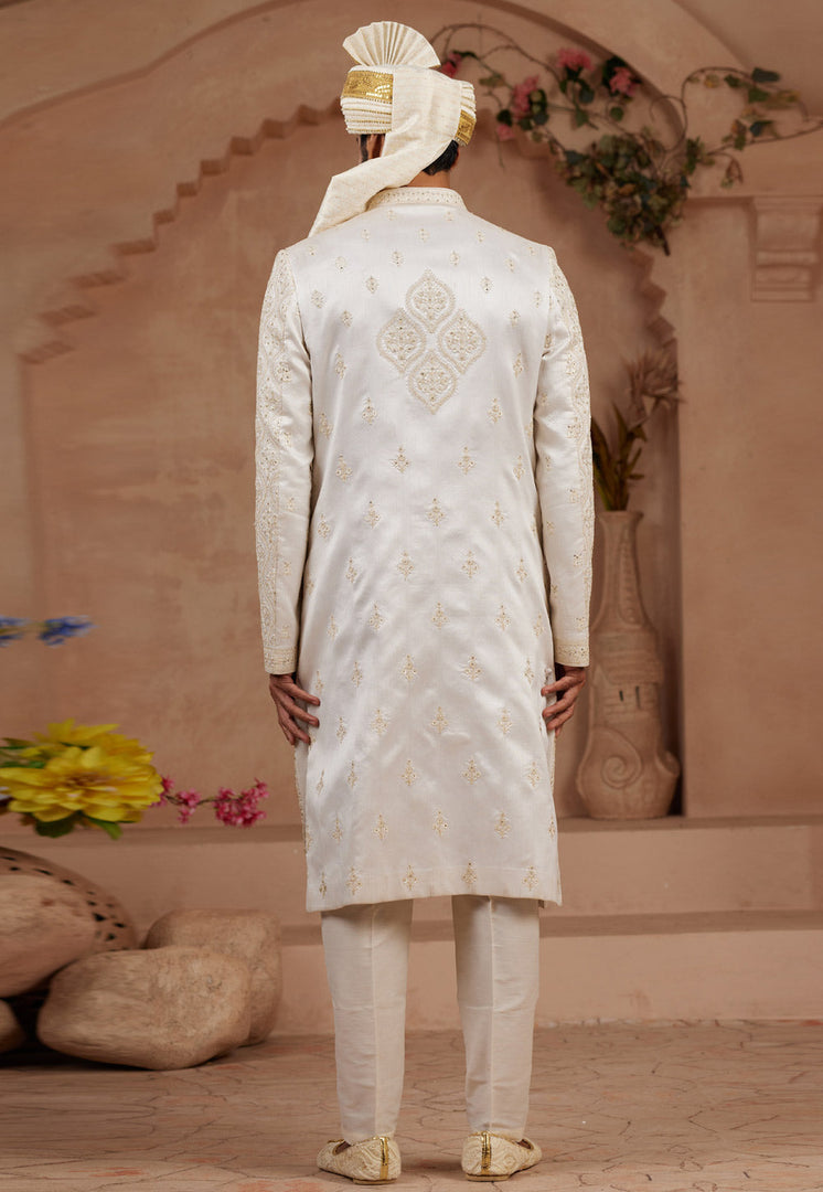 Cream Silk Sherwani