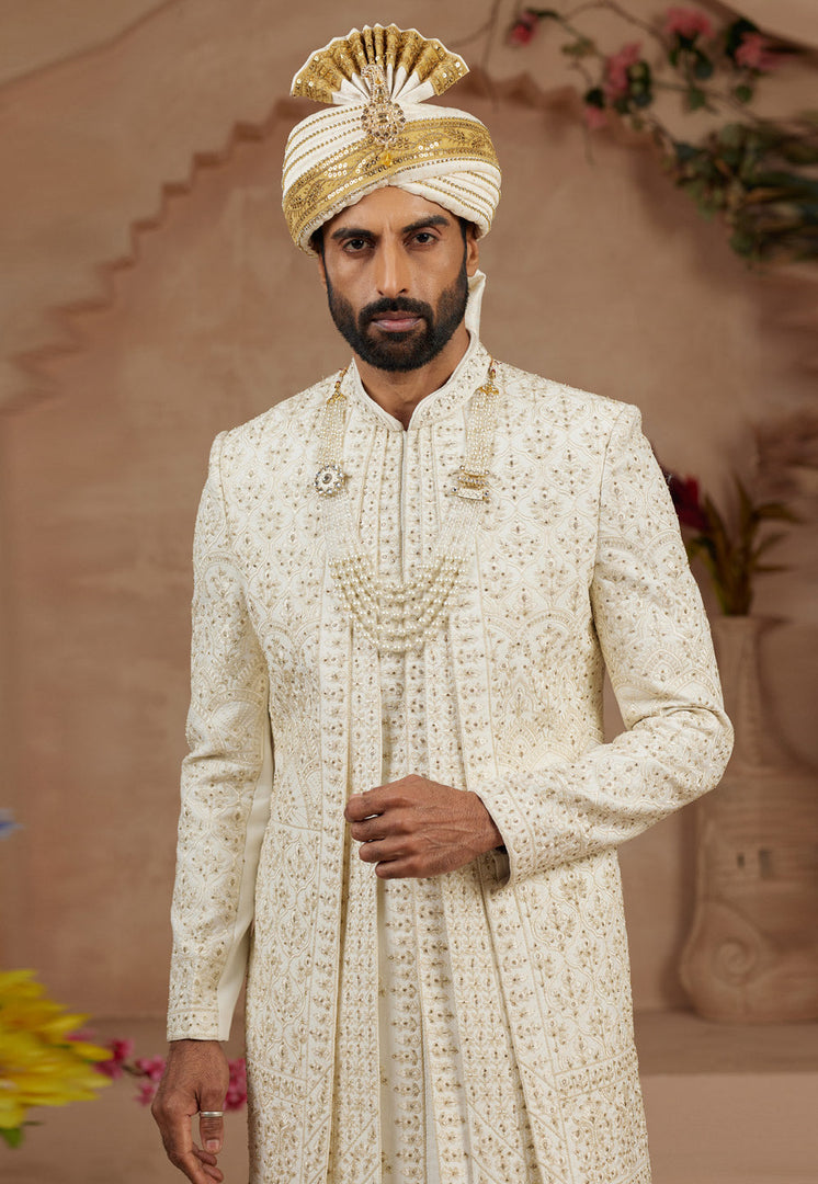 Cream Silk Sherwani
