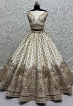 Load image into Gallery viewer, Cream Silk Wedding Lehenga Choli
