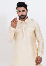 Load image into Gallery viewer, Cream Viscose Pathani Suit
