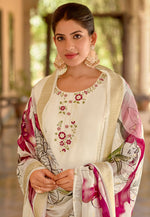 Load image into Gallery viewer, Cream Viscose Readymade Pant Style Suit
