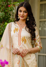 Load image into Gallery viewer, Cream Viscose Readymade Pant Style Suit
