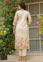 Load image into Gallery viewer, Cream Viscose Readymade Pant Style Suit
