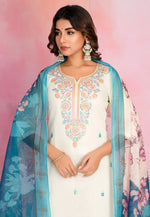 Load image into Gallery viewer, Cream Viscose Readymade Pant Style Suit
