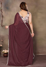 Load image into Gallery viewer, Dark Brown Georgette Saree With Blouse