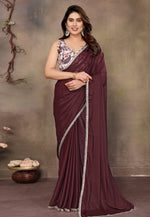 Load image into Gallery viewer, Dark Brown Georgette Saree With Blouse