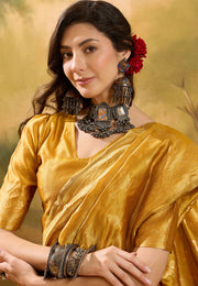 Golden Banarasi Jacquard Saree