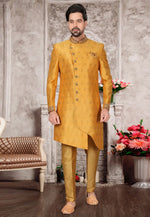 Load image into Gallery viewer, Golden Jacquard Indo Western Sherwani
