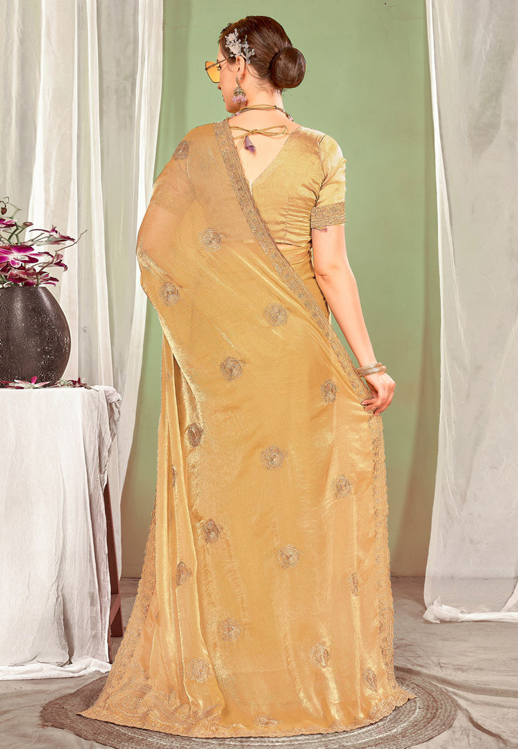 Golden Silk Saree With Blouse
