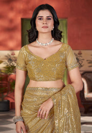 Golden Tissue Sequence Saree