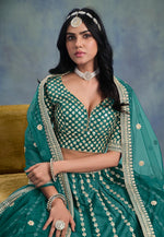 Load image into Gallery viewer, Green Art Silk Circular Lehenga Choli
