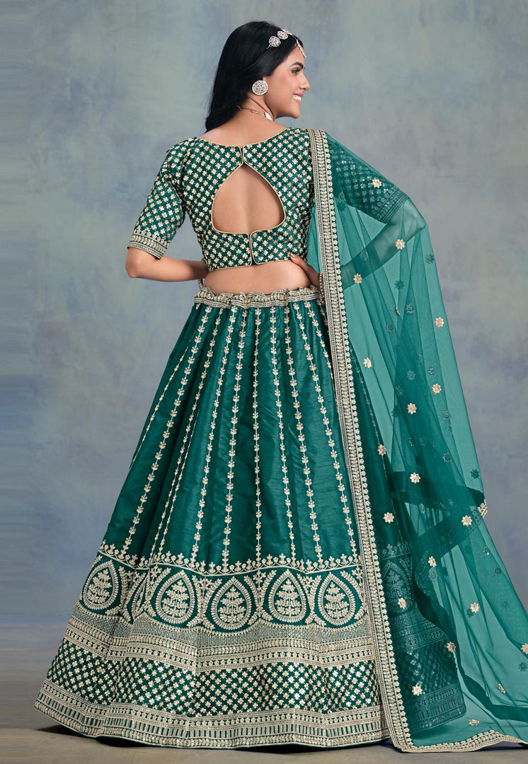 Green Art Silk Circular Lehenga Choli