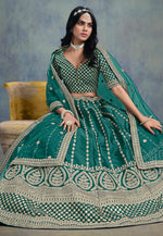 Load image into Gallery viewer, Green Art Silk Circular Lehenga Choli
