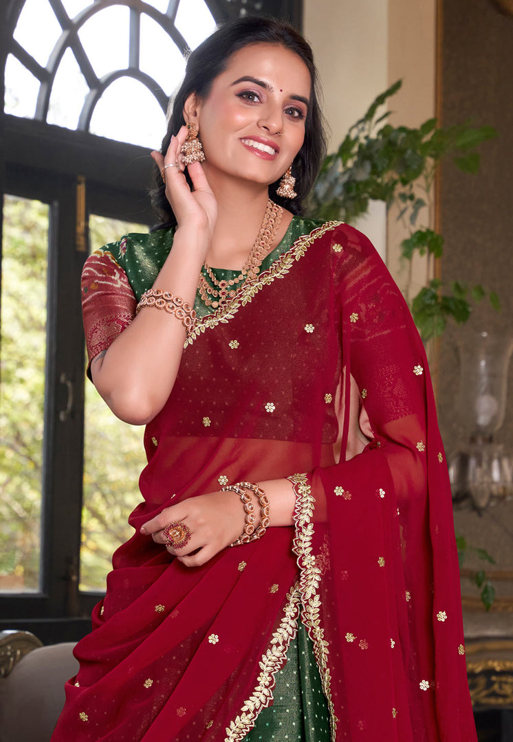 Green Art Silk Circular Lehenga Choli