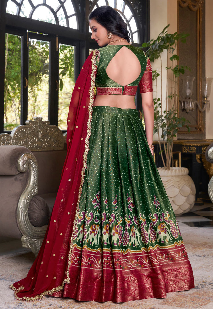 Green Art Silk Circular Lehenga Choli