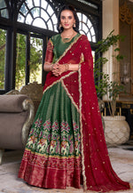 Load image into Gallery viewer, Green Art Silk Circular Lehenga Choli
