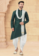 Load image into Gallery viewer, Green Art Silk Dhoti Kurta
