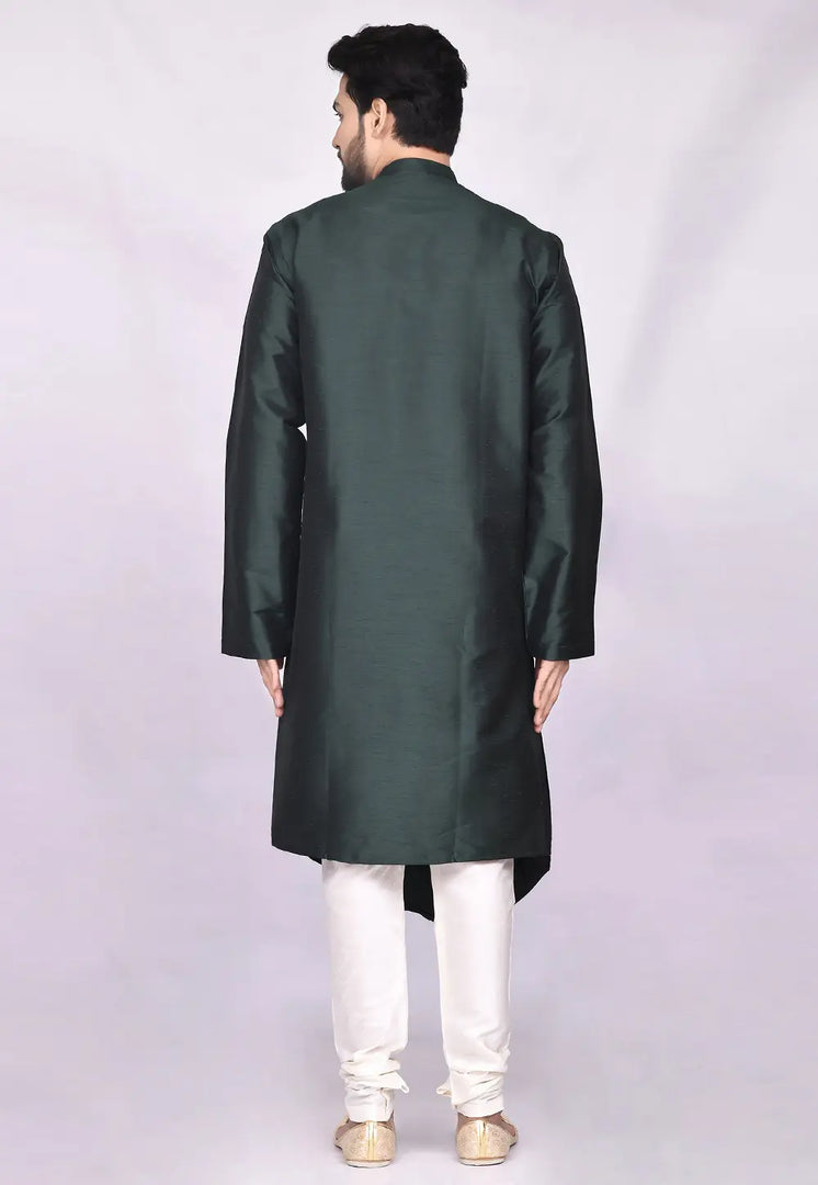 Green Art Silk Indo Western Suit