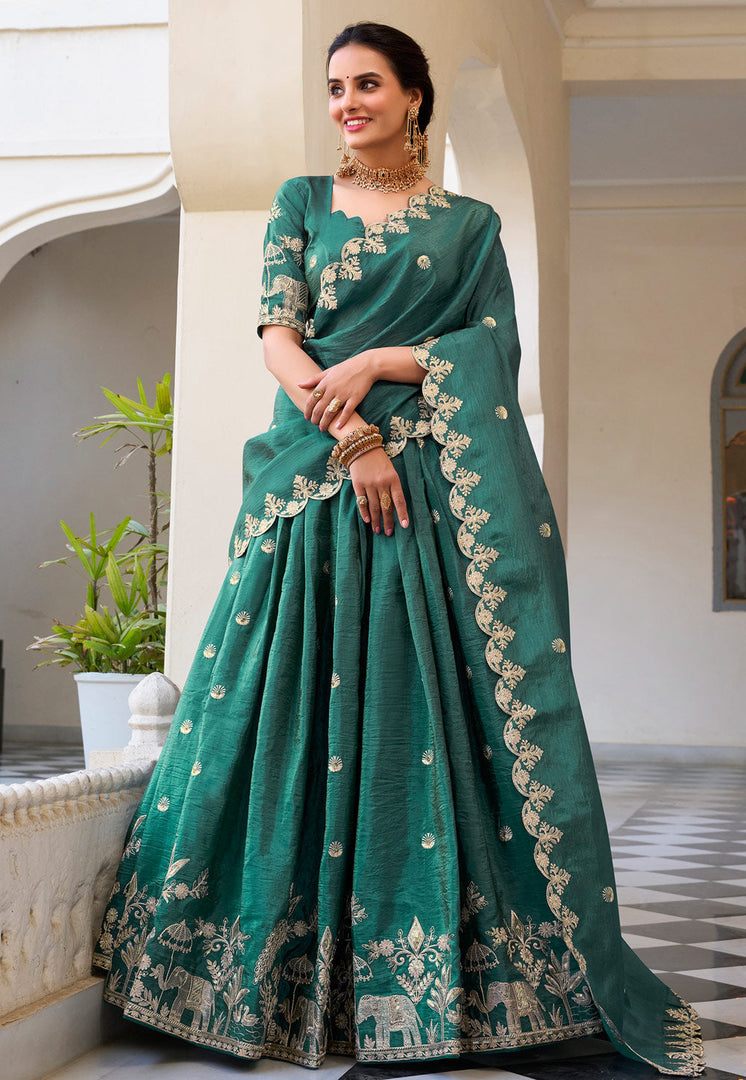Green Art Silk Lehenga Choli
