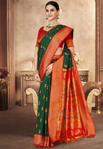 Load image into Gallery viewer, Green Art Silk Paithani Saree