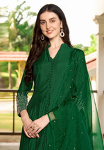 Load image into Gallery viewer, Green Art Silk Readymade Anarkali Suit
