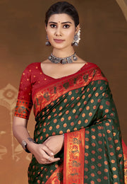 Green Art Silk Saree With Blouse