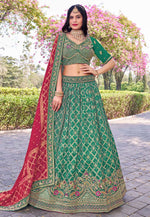 Load image into Gallery viewer, Green Banarasi Silk Circular Lehenga Choli
