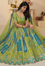 Load image into Gallery viewer, Green Banarasi Silk Circular Lehenga Choli
