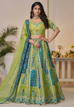 Load image into Gallery viewer, Green Banarasi Silk Circular Lehenga Choli
