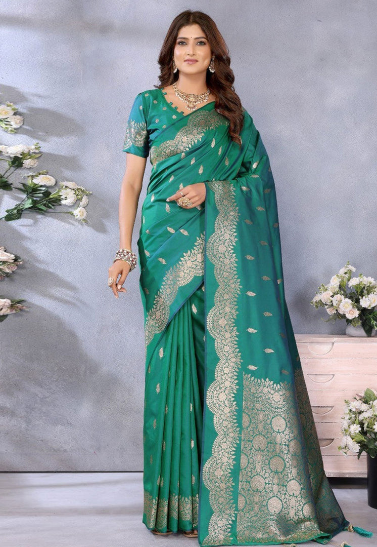 Green Banarasi Silk Saree