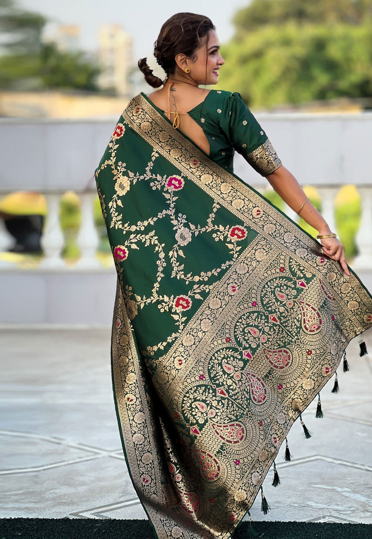 Green Banarasi Silk Saree
