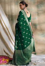 Load image into Gallery viewer, Green Banarasi Silk Saree