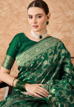 Load image into Gallery viewer, Green Banarasi Silk Saree