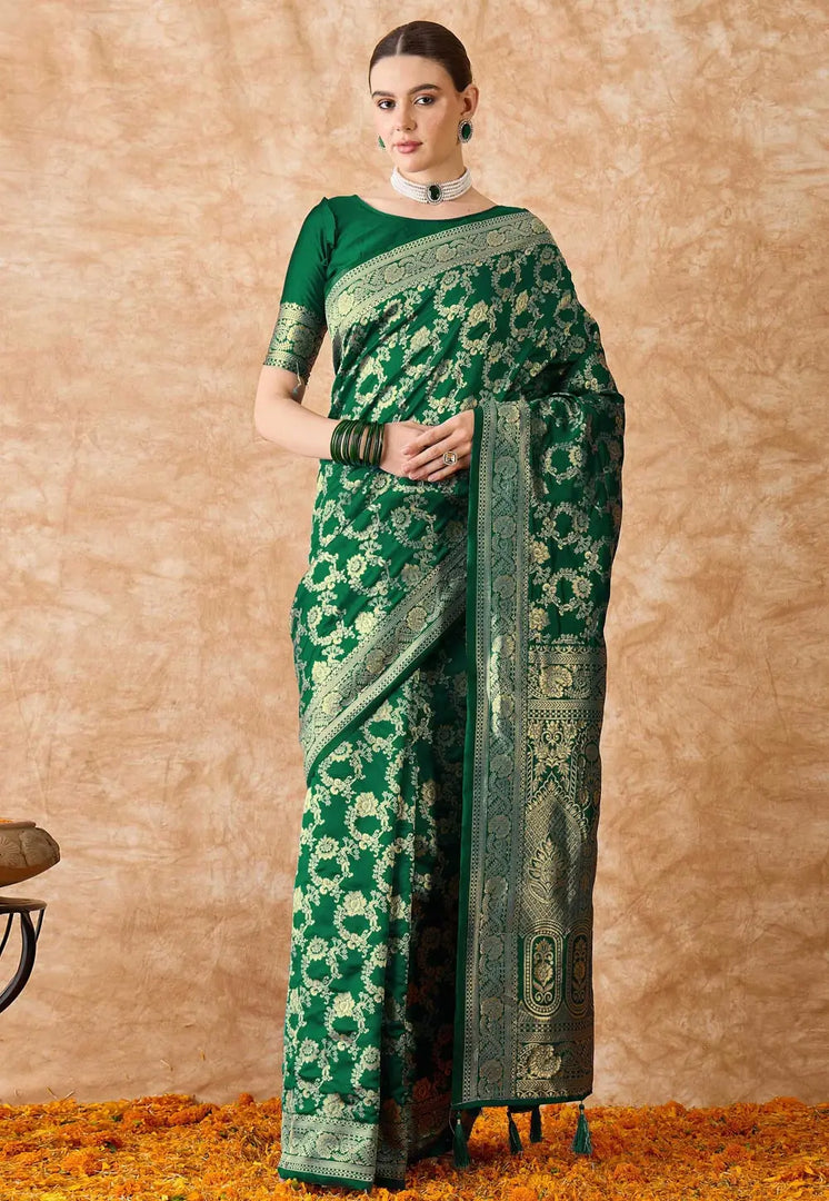 Green Banarasi Silk Saree