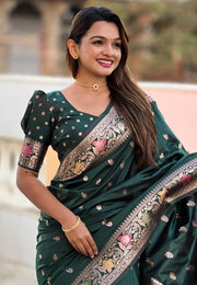 Green Banarasi Silk Saree