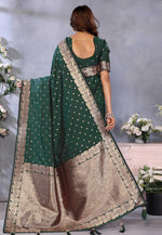 Load image into Gallery viewer, Green Banarasi Silk Saree With Blouse
