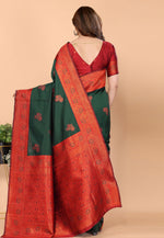 Load image into Gallery viewer, Green Banarasi Silk Saree With Blouse
