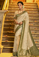 Load image into Gallery viewer, Green Banarasi Silk Saree With Blouse
