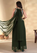 Load image into Gallery viewer, Green Banglori Silk Palazzo With Crop Top
